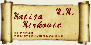 Matija Mirković vizit kartica